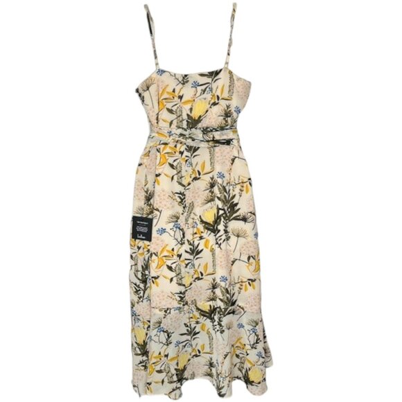 Lulus NEW Wild Flowers Floral Print Wrap Midi Dress - Cream, Yellow, Green - L - Picture 5 of 11